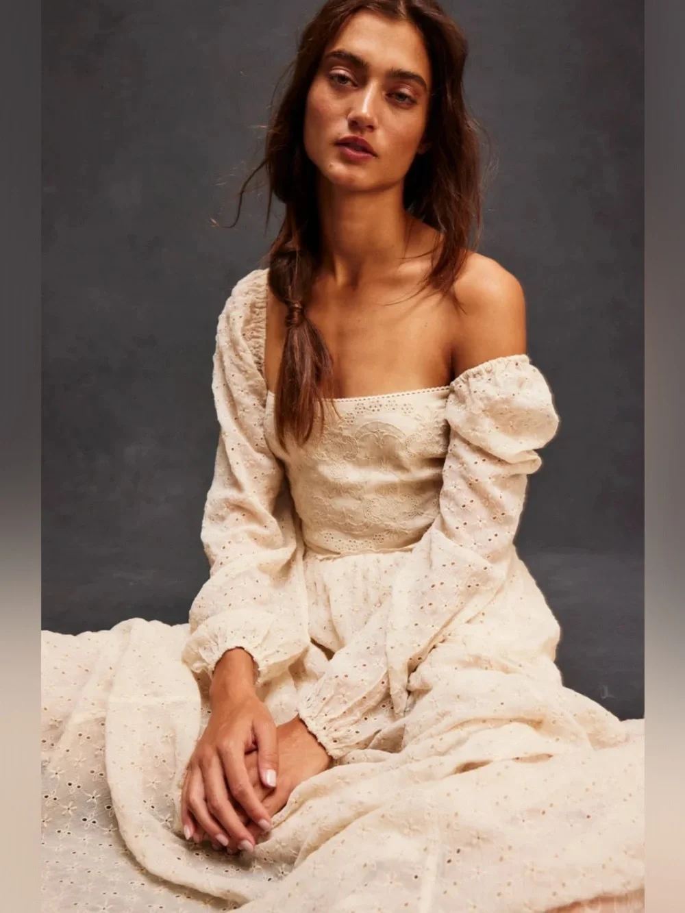 FREE PEOPLE Malina Maxi Cream Lace Babydoll Bohemian Dress NWT | Women’s xs